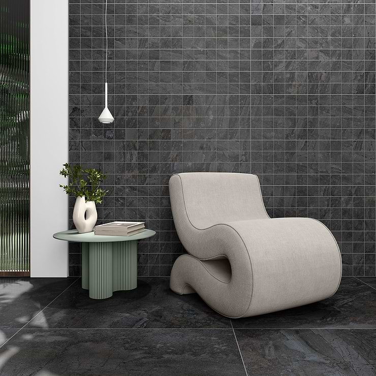 Santo Charcoal Black 2x2 Matte Porcelain Mosaic Tile