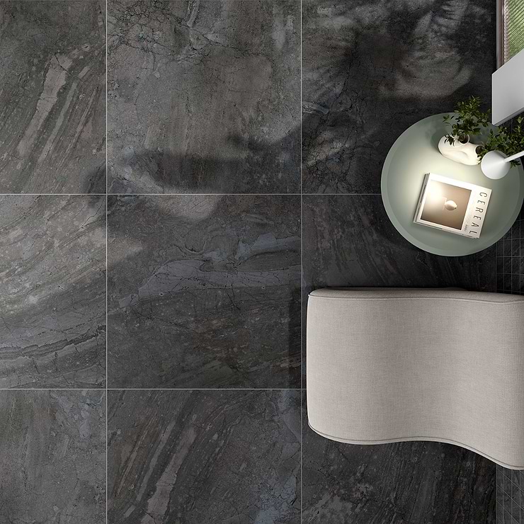Santo Charcoal Black 36x36 Matte Porcelain Tile