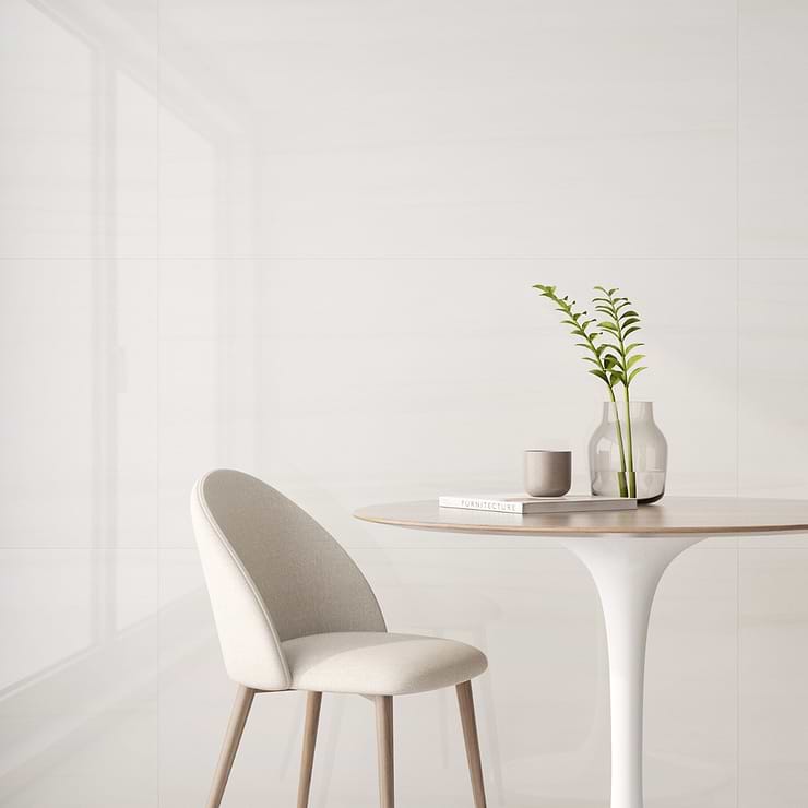 Minera Dolomite Warm White 24x48 Marble Look Polished Porcelain Tile