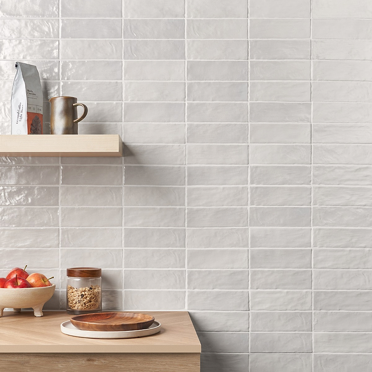 Montauk Gin White 2x8 Mixed Finish Ceramic Subway Tile