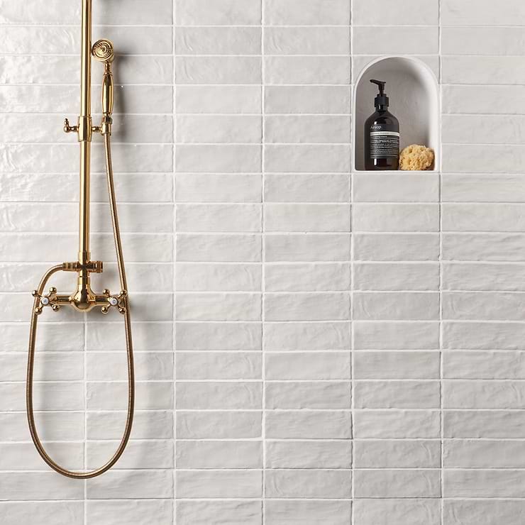 Montauk Gin White 2x8 Mixed Finish Ceramic Subway Tile