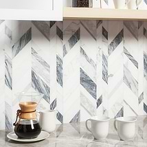 Amari Grigio Polished Gray Marble and Aluminum Mosaic Tile