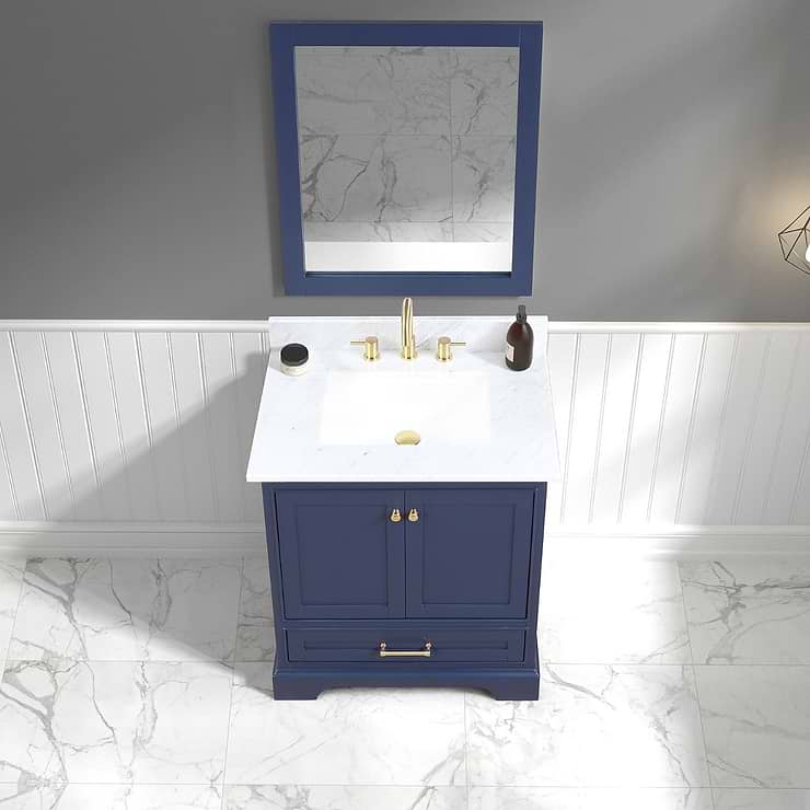 Glendale 30'' Blue Vanity And Marble Counter