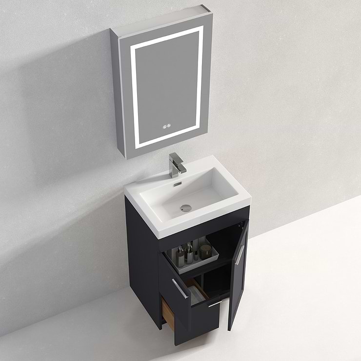 Mona Charcoal Gray 24'' Vanity with Acrylic Counter