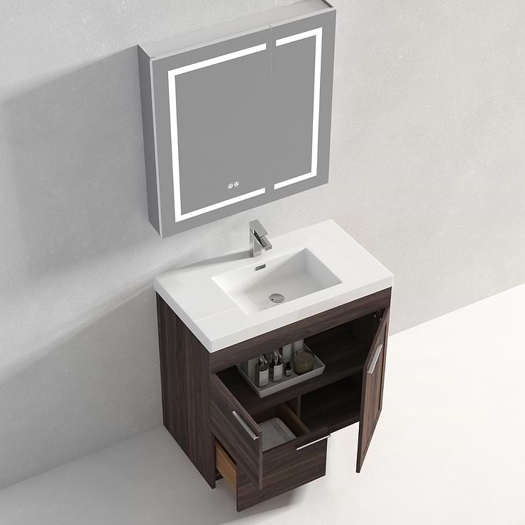 Mona 36" Cali Walnut Vanity And Counter