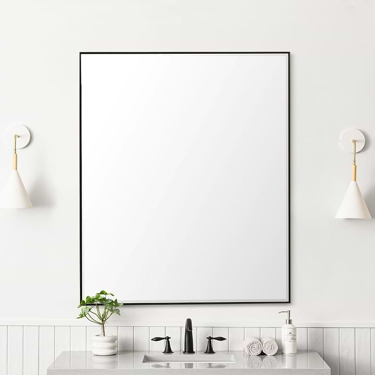 James Martin Vanities Rohe Matte Black 48x40" Rectangle Mirror