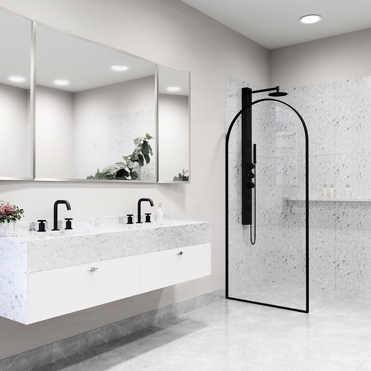 Burke 34x78" Reversible Framed Shower Screen with Clear Glass in Matte Black