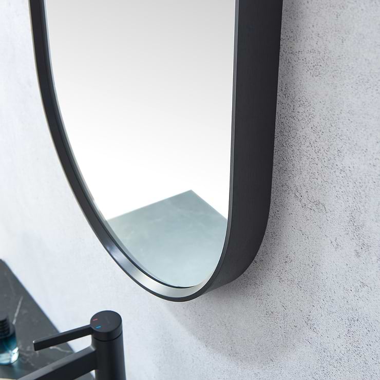 Olinda Brushed Black 18x48" Framed Oval Mirror