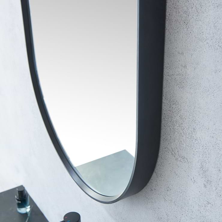 Olinda Brushed Black 20x36" Framed Oval Mirror