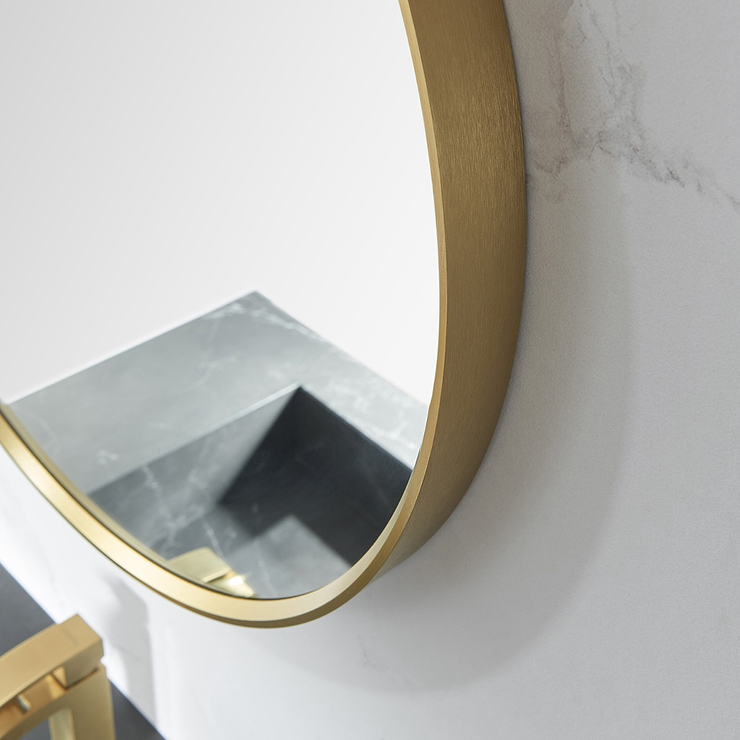 Olinda Brushed Gold 28" Framed Round Mirror
