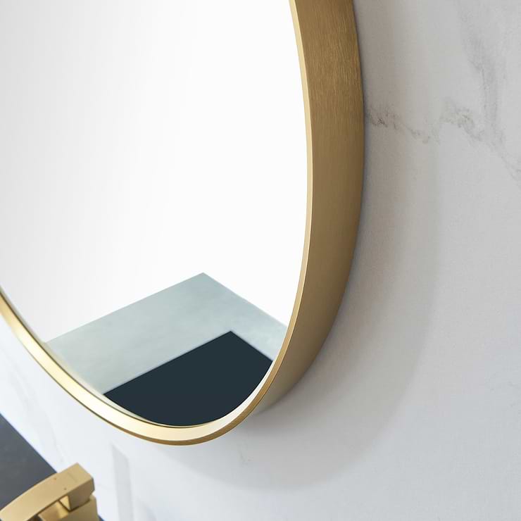 Olinda Brushed Gold 32" Framed Round Mirror