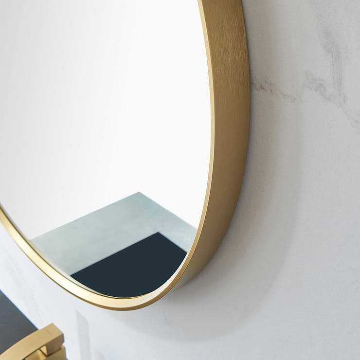 Olinda Brushed Gold 35.4" Framed Round Mirror