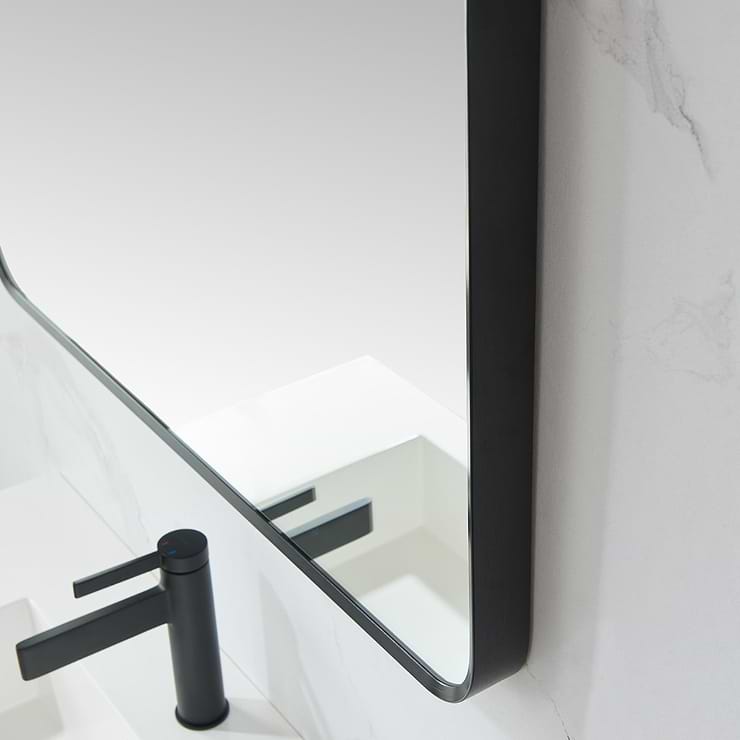 Olinda Brushed Black 32x36" Framed Rectangle Mirror