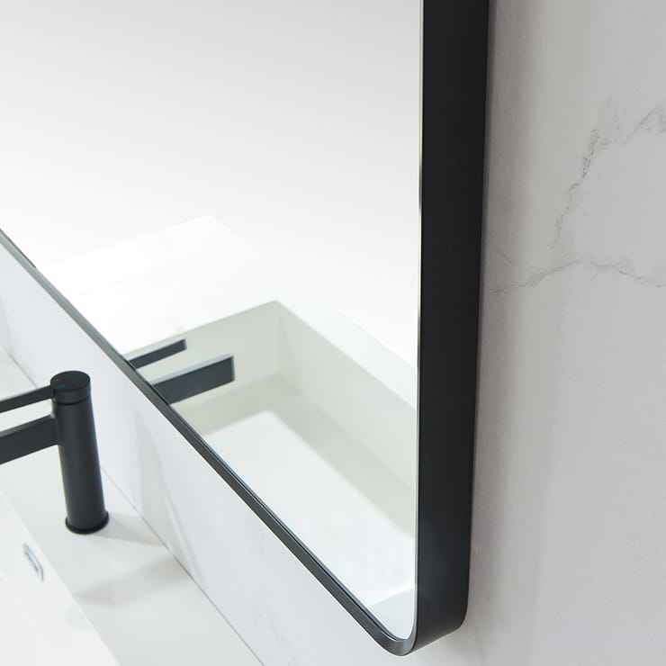 Olinda Brushed Black 48x32" Framed Rectangle Mirror