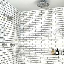 New Palm Beach by Krista Watterworth Brick White 3x12" Polished Marble Mosaic