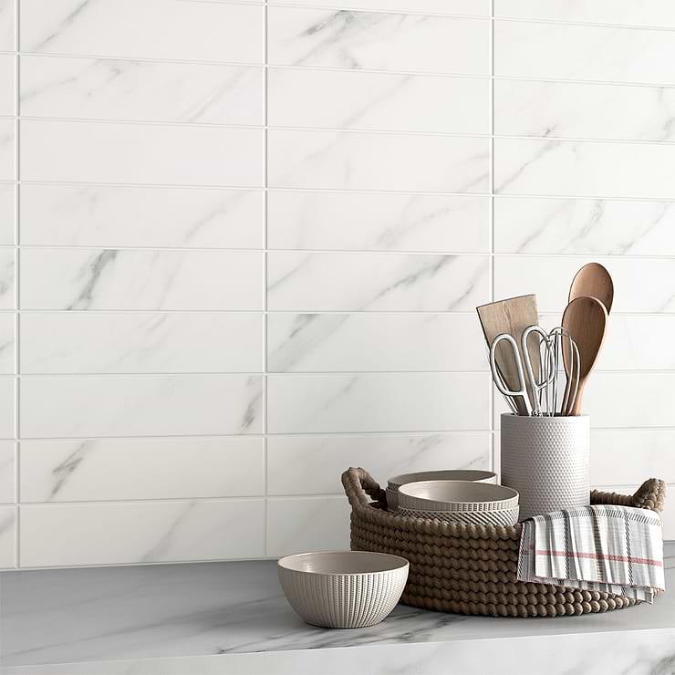 Amalfi Statuario White 3x12 Matte Ceramic Tile