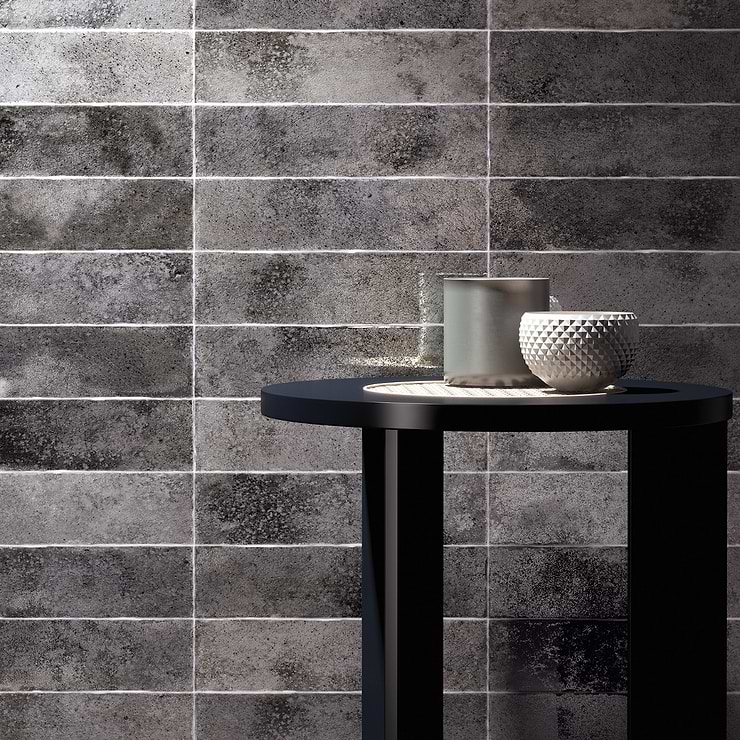 Kalay Antracite Gray 3x12 Glossy Ceramic Tile