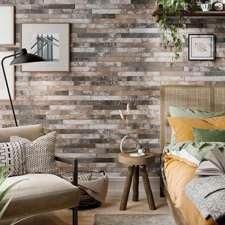 English Brick Industrial Red Mix 2x18 Matte Porcelain Tile
