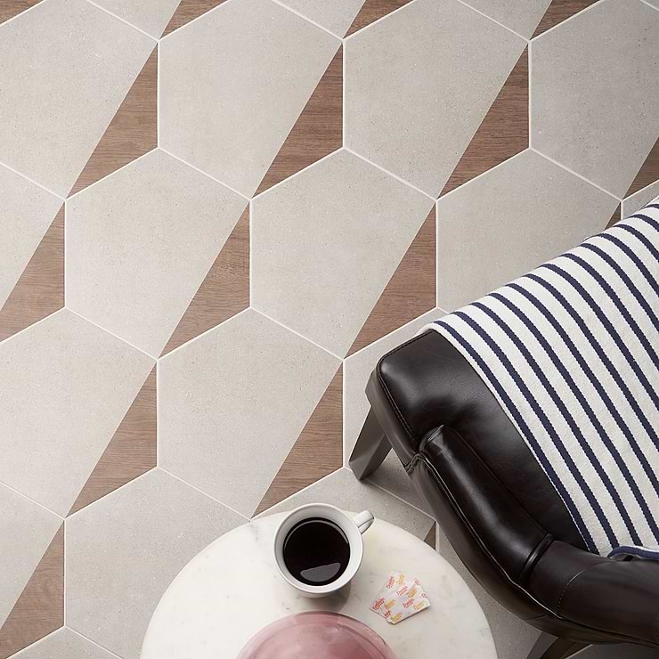 Pergola Wood Taupe 12.5" Hexagon Matte Porcelain Tile