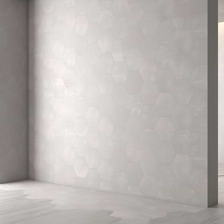 Paige Avorio 10" Hexagon Matte Cement Look Porcelain Tile