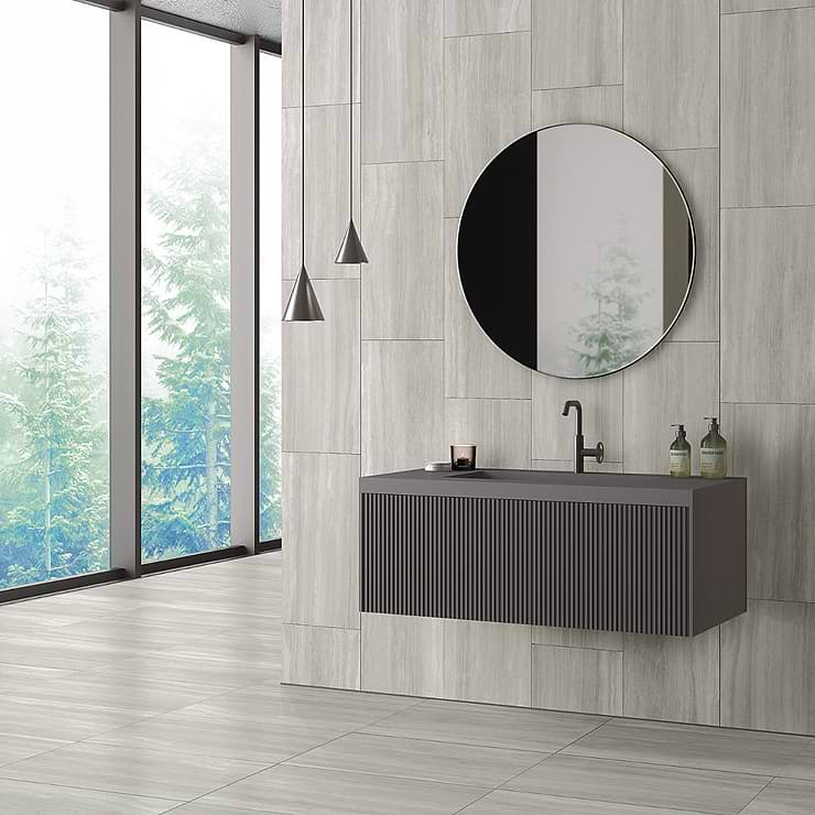 Nashville Gray 12x24 Travertine Look Matte Porcelain Tile