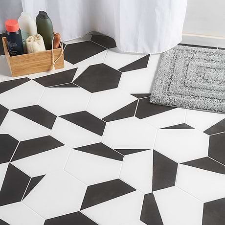 HexArt Pop Nero 8" Hexagon Matte Porcelain Tile