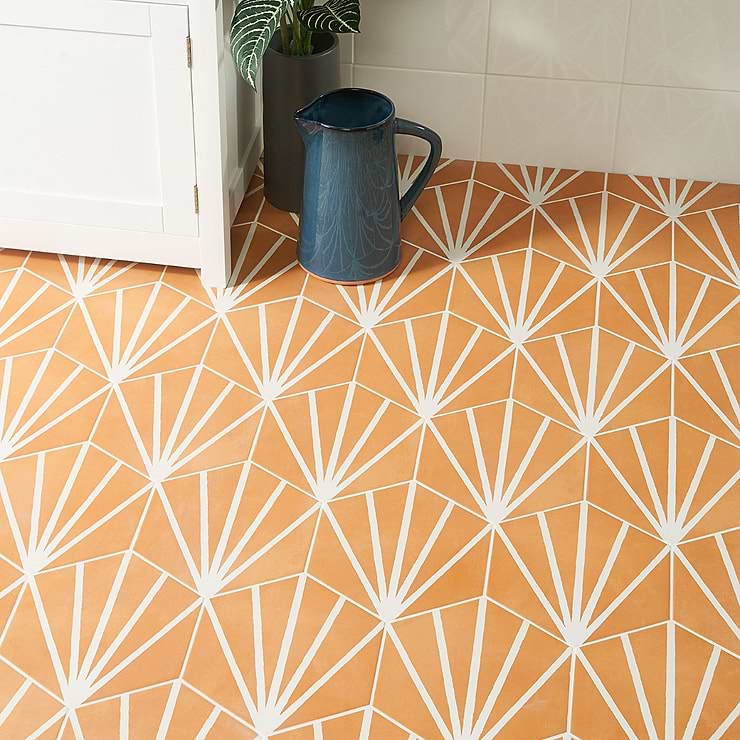 HexArt Deco Orange 8" Hexagon Matte Porcelain Tile