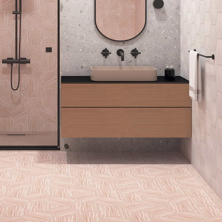 HexArt Zen Ice Rosa 8" Hexagon Matte Porcelain Tile