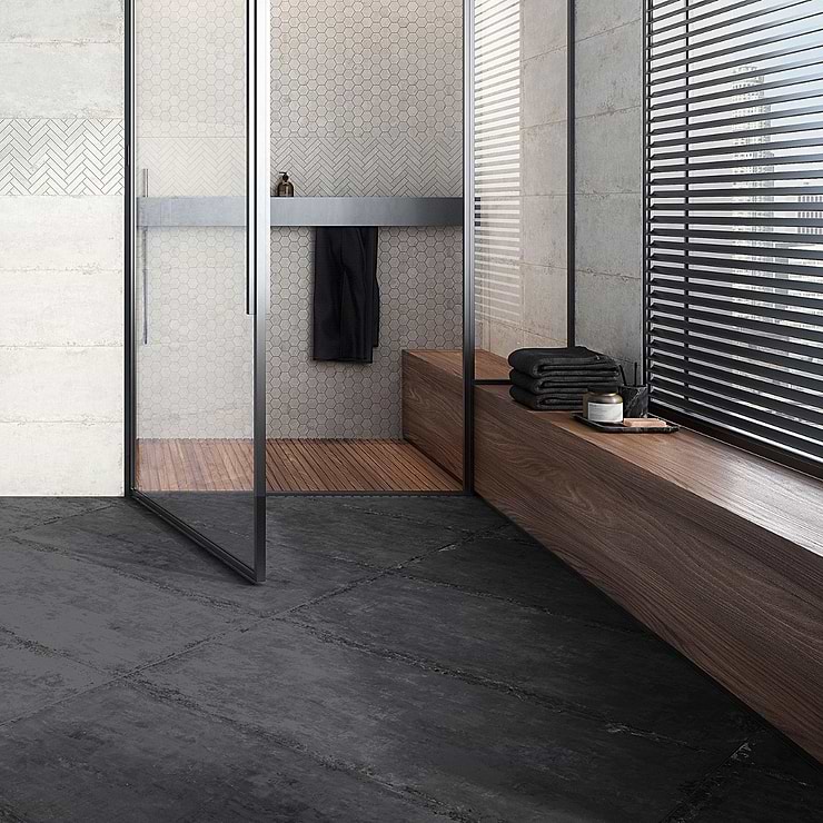 Portrait Black Gold 24x48 Matte Porcelain Tile