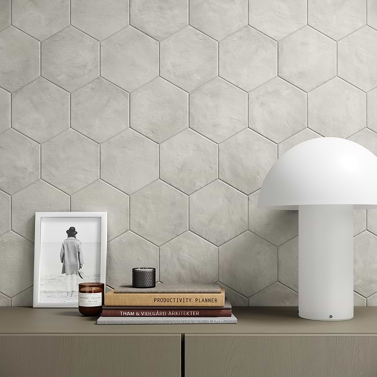 Ava Gray Sabbia 8" Hexagon Matte Porcelain Tile