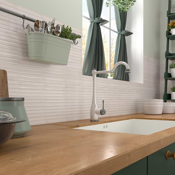 Curve Fluted White 6x12 3D Glossy Ceramic Tile