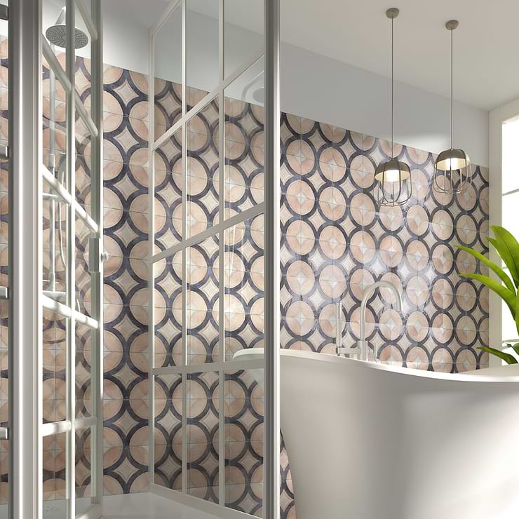 Angela Harris Mediterra Circles Terra Cream 8x8 Matte Porcelain Tile