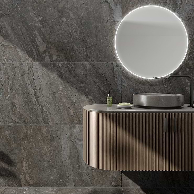 Santo Charcoal Black 24x48 Matte Porcelain Tile