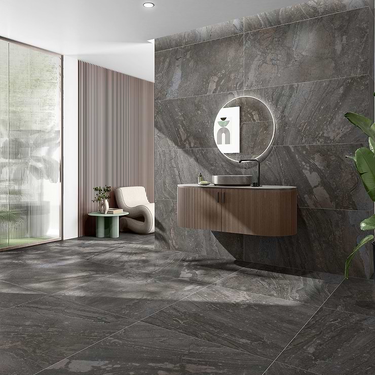 Santo Charcoal Black 36x36 Matte Porcelain Tile