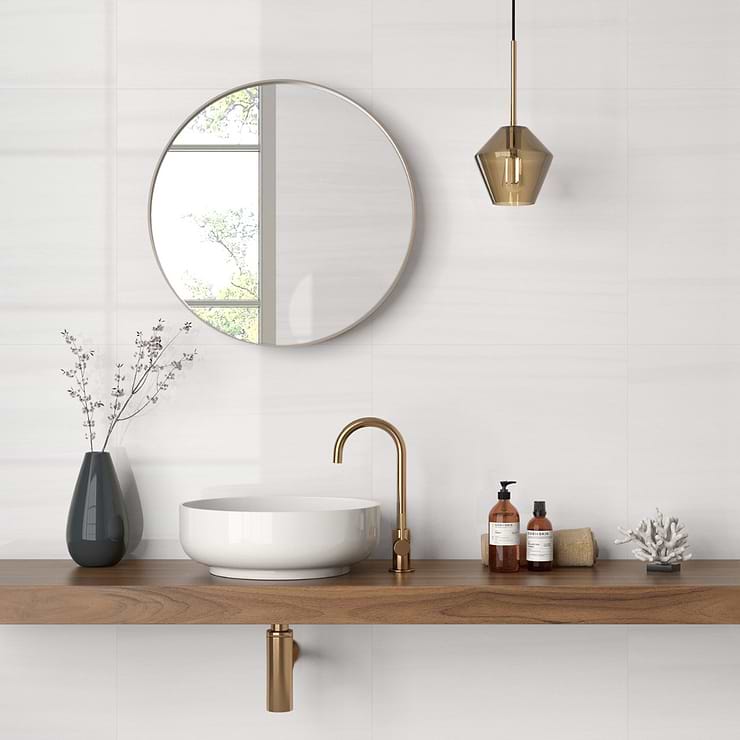 Minera Dolomite Warm White 24x24 Marble Look Polished Porcelain Tile