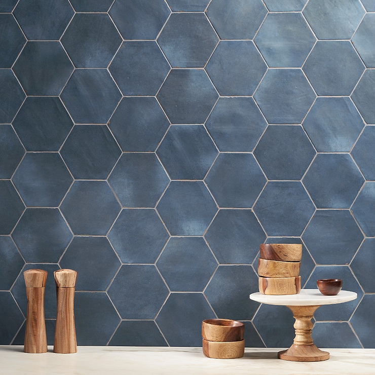 Sasha Hex Chiazza Marino 6" Matte Porcelain Hexagon Tile