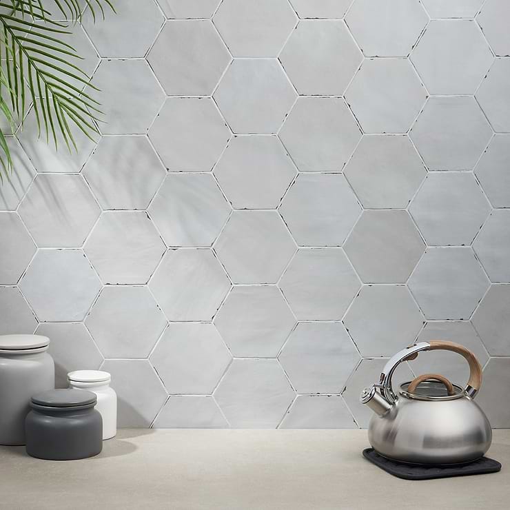 Sasha Hex Rassa Gray 6" Matte Porcelain Hexagon Tile