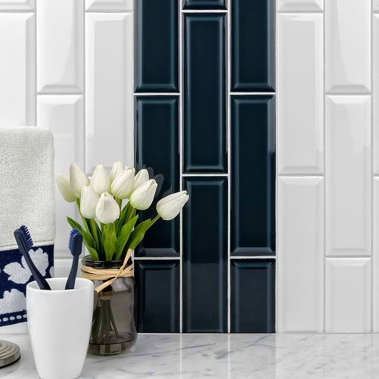 Astoria Beveled Brilliant White 3x9 Glossy Ceramic Subway Tile