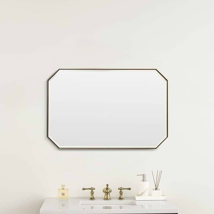 James Martin Vanities Rohe Champagne Brass 24x36" Octagonal Mirror