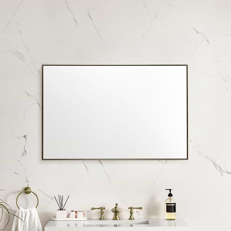 James Martin Vanities Rohe Champagne Brass 26x40" Rectangle Mirror