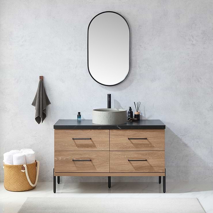 Olinda Brushed Black 20x36" Framed Oval Mirror