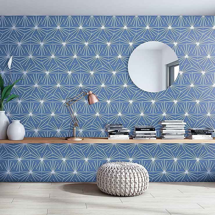 HexArt Azul Deco 8" Porcelain Matte Tile