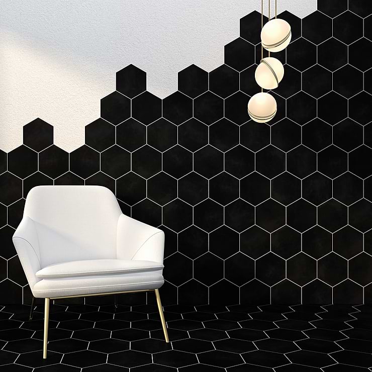 HexArt Nero 8" Porcelain Matte Tile