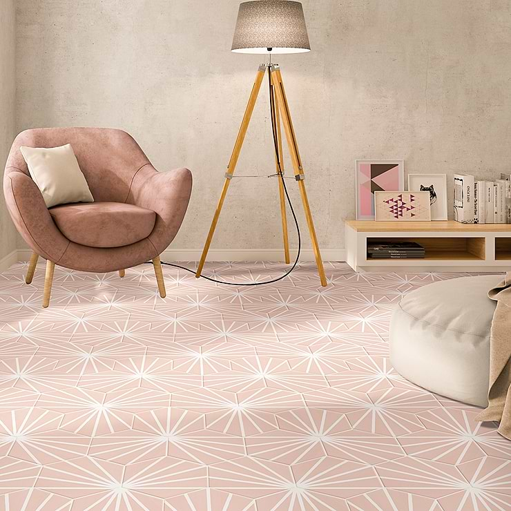 HexArt Rose Deco 8" Porcelain Matte Tile