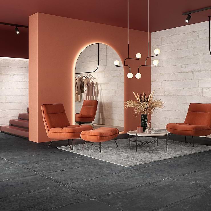 Portrait Black Gold 24x48 Matte Porcelain Tile