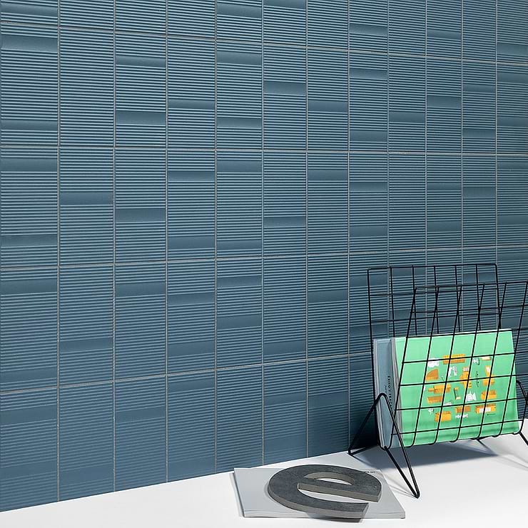 Division Blue 8x16 Fluted 3D Matte Ceramic Wall Tile