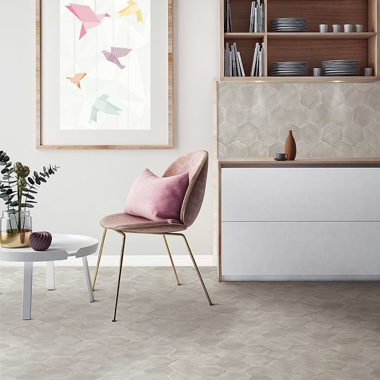 Sasha Hex Tiberio Taupe 6" Matte Porcelain Hexagon Tile