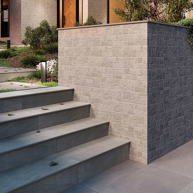 Rugged Tumbled Bluestone Select 6x24 Matte Porcelain Ledger Stone Veneer