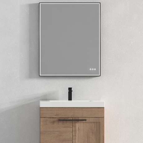 Mage Matte Black 30x36" Framed Rectangle LED Mirror