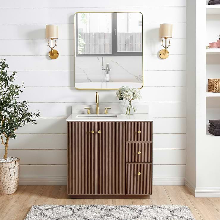 Olinda Brushed Gold 32x36" Framed Rectangle Mirror